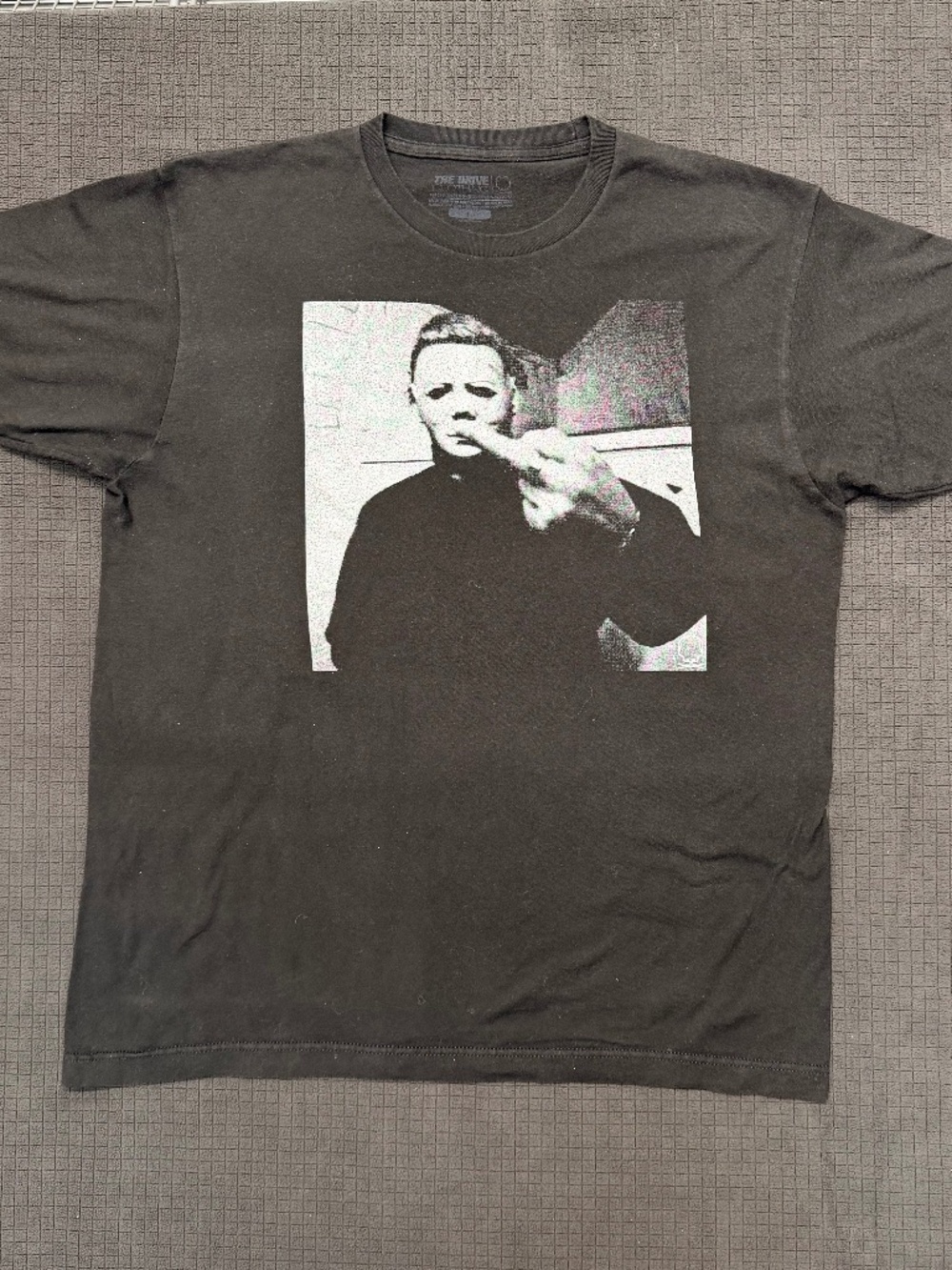 The Drive Clothing:Michael Myers Flipping Off Middle Finger Graphic T-Shirt Blk
